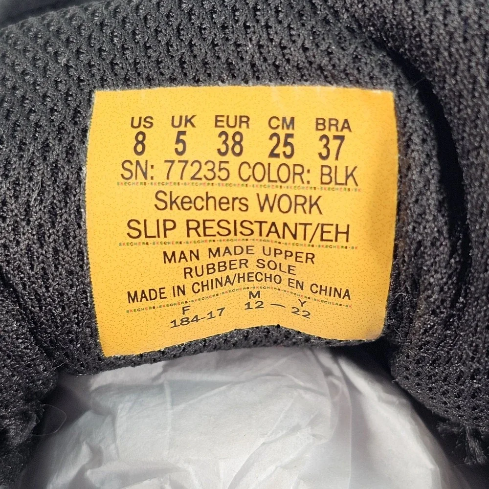 New Skechers Nampa-Wyola Black Food Service Shoe Women's 8 Non Slip Memory Foam